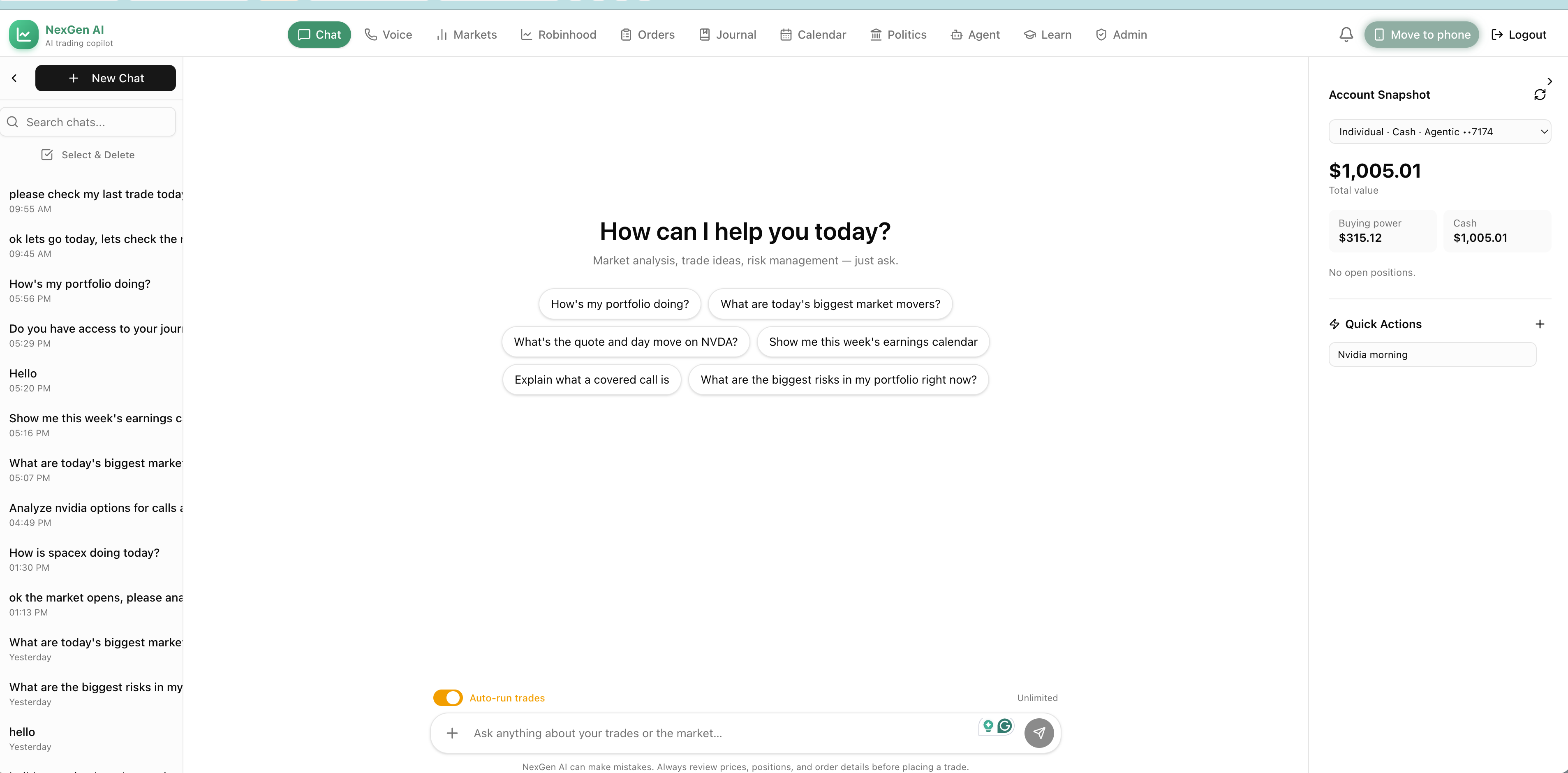 AI chat and market analysis